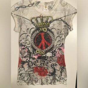 NWOT TATTOO TATTOO SHEER BABY TEE SIZE L JUNIORS